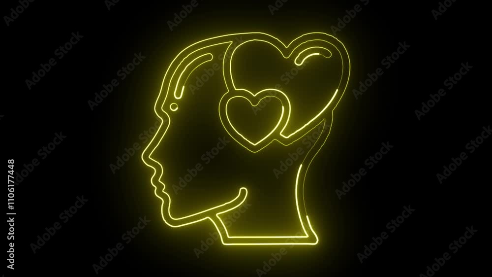 glowing neon in love icon isolated on black background. HD video motion graphic animation glowing neon in love icon isolated on black background. HD video motion graphic animation