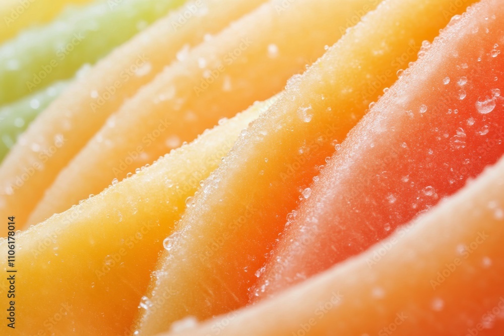 Slices of fresh cantaloupe arranged beautifully for a refreshing summer snack Slices of fresh cantaloupe arranged beautifully for a refreshing summer snack
