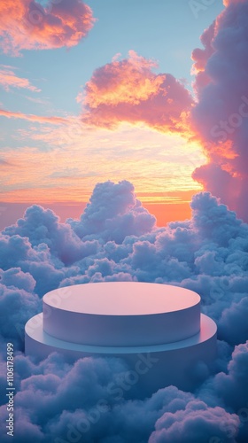 Stunning pastel clouds and serene sky at sunset create a dreamlike atmosphere