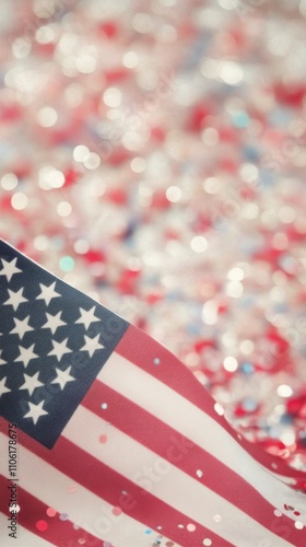 Colorful backdrop with American flag celebrating national pride and unity dur...