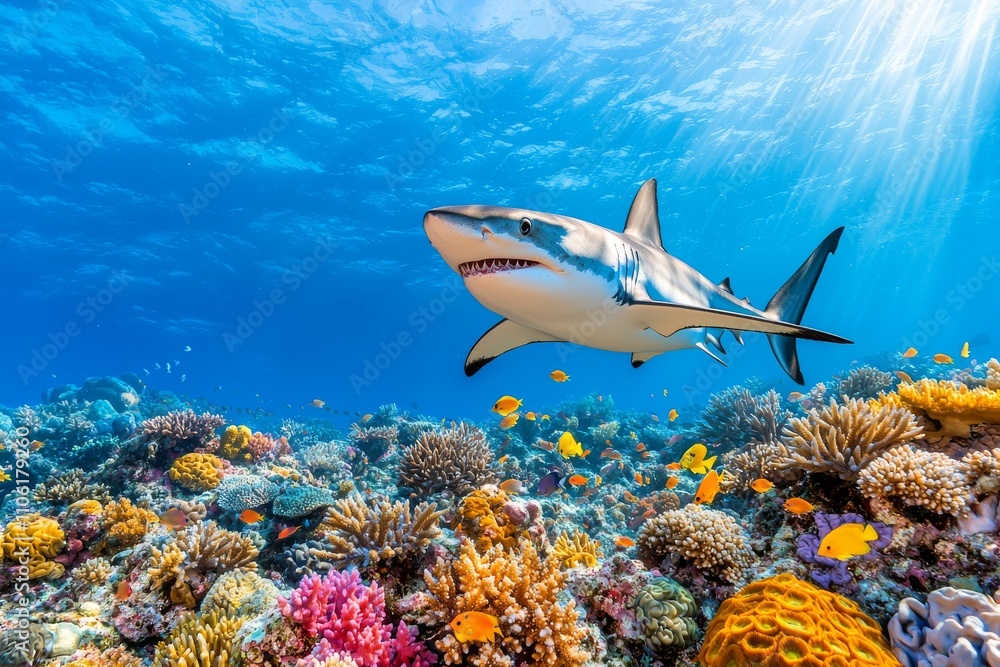 Fototapeta premium Stunning Aerial Photography of the Longnose Sawshark in its Natural Environment