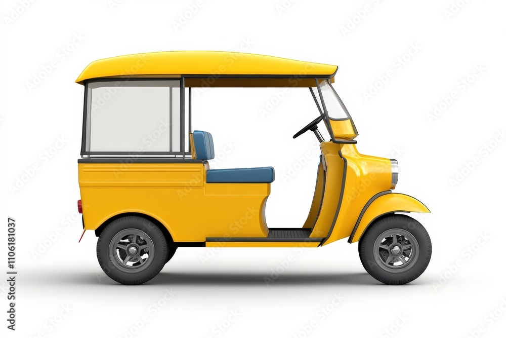 Fototapeta premium Tuktuk. Asian Auto Rickshaw Bajaj Model on White Background, Indian Graphic Design