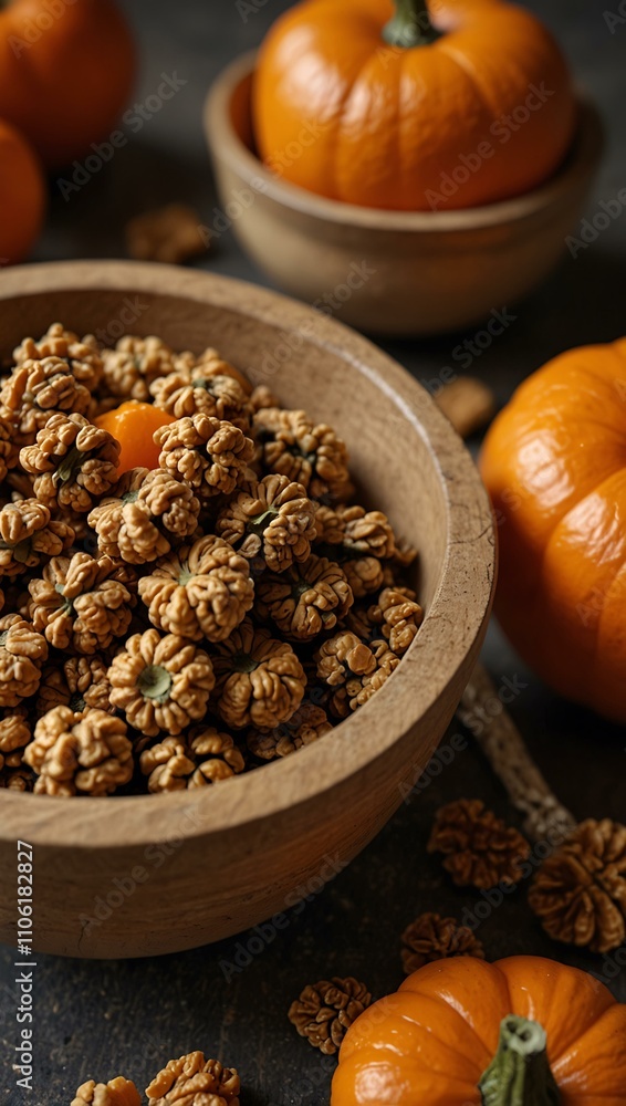 Fototapeta premium Granola with small pumpkins.