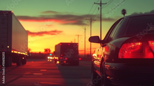 Unmarked Patrol Car Pulls Over Truck for Traffic Violation: Morning Traffic Stop