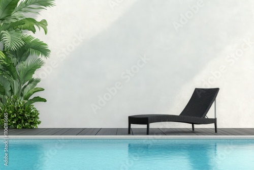 Relaxing by the tranquil poolside with lush greenery around at a sunny afternoon