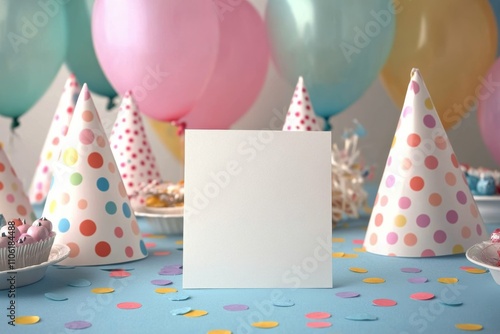 Celebration setup with colorful confetti and balloons for a joyful event