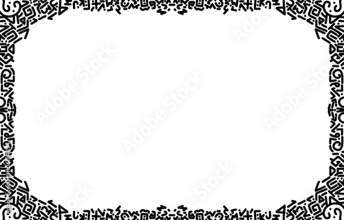 Geometric doodle abstract frame background in white color.