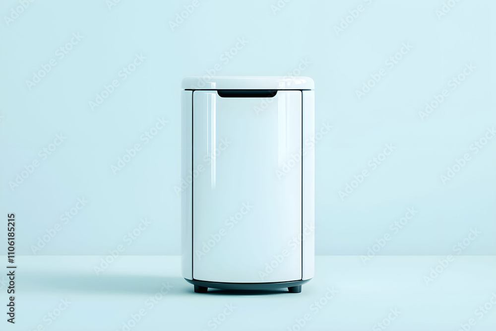 Modern White Trash Bin with Minimalist Design Against a Soft Blue Background for Clean and Contemporary Home Decor Inspiration Modern White Trash Bin with Minimalist Design Against a Soft Blue Background for Clean and Contemporary Home Decor Inspiration