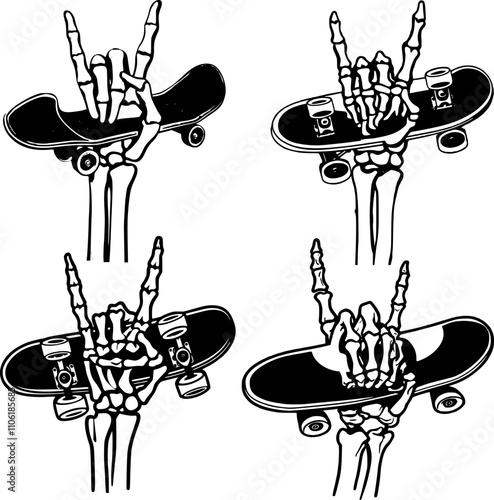 Skater Skeleton, Skateboard, Skeleton Hand Skater