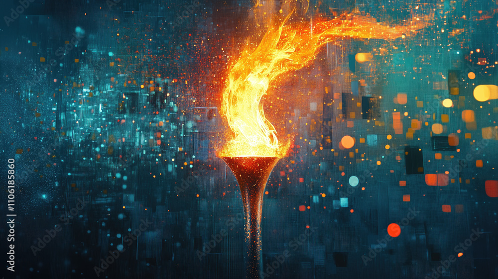 Olympic games Torch Flame background. generative ai Olympic games Torch Flame background. generative ai