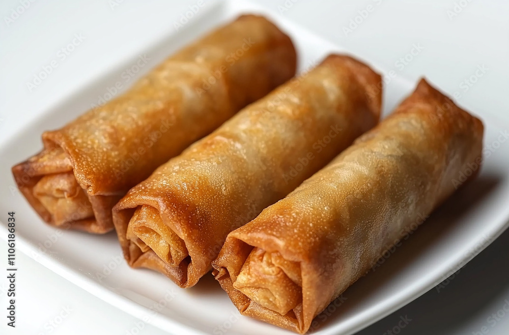 three pakistani rolls in white plate three pakistani rolls in white plate