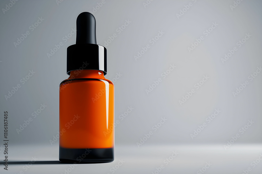 Elegant Orange Dropper Bottle on Minimalist Background for Cosmetic or Essential Oil Use, Showcasing Modern Design and Versatile Utility in Beauty Applications Elegant Orange Dropper Bottle on Minimalist Background for Cosmetic or Essential Oil Use, Showcasing Modern Design and Versatile Utility in Beauty Applications