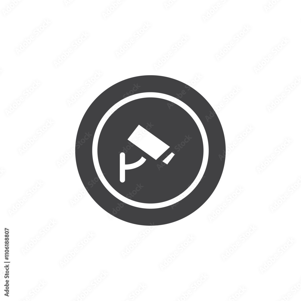 CCTV camera with a caution sign icon simple vector symbol CCTV camera with a caution sign icon simple vector symbol