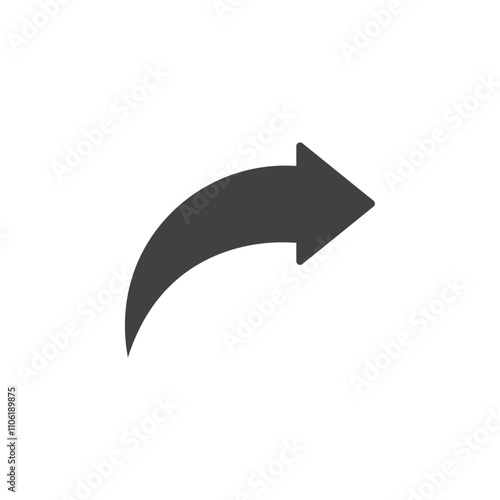 Curved Arrow icon simple vector symbol