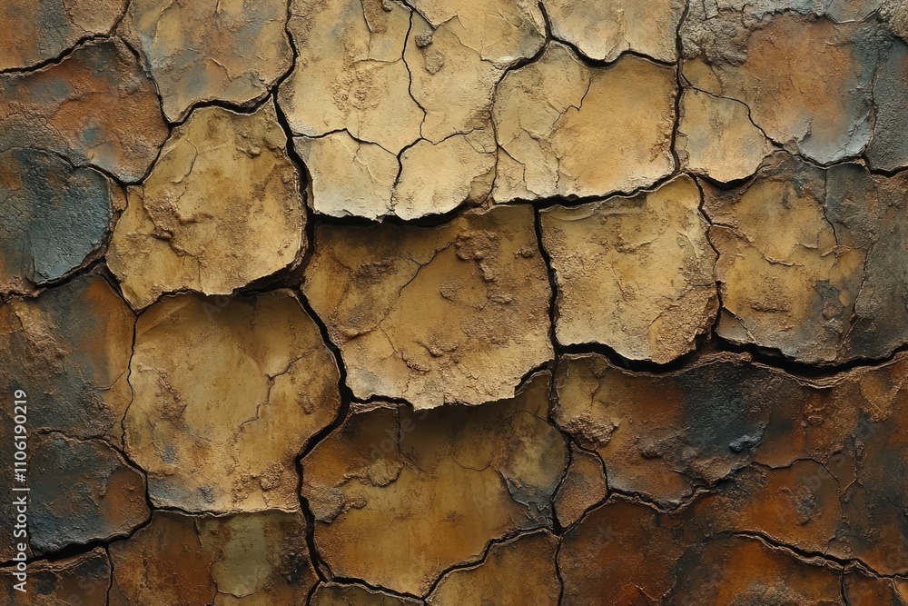 Cracked and Textured Brown and Grey Surface Cracked and Textured Brown and Grey Surface