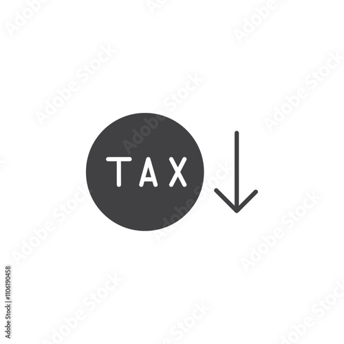 Downward arrow with Tax icon simple vector symbol