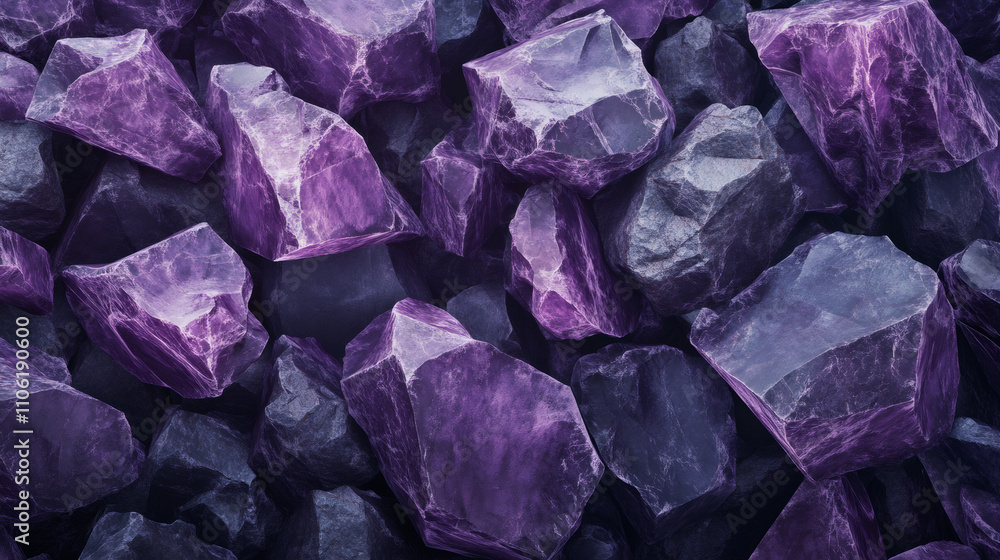 Φωτογραφία Close-up view of purple and violet rocks creating a rough, uneven surface, suita