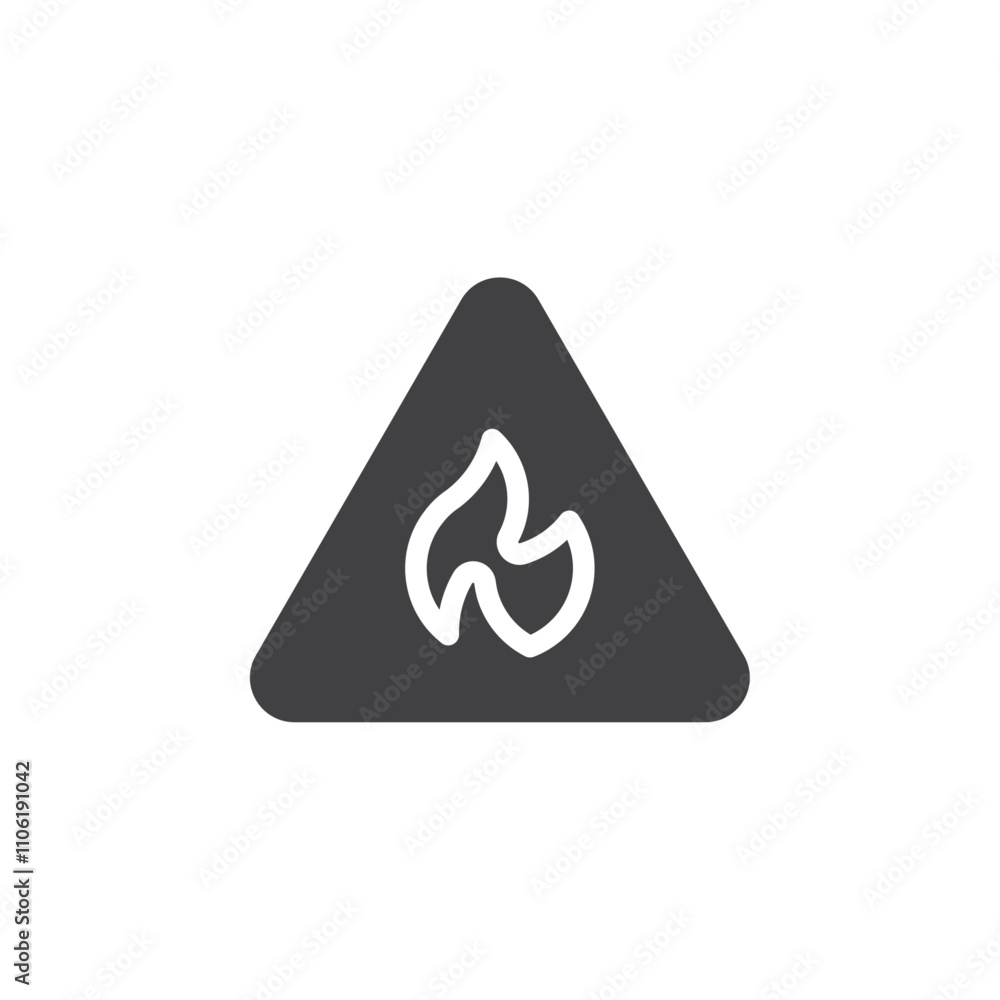 Fire Flame inside a triangle icon simple vector symbol Fire Flame inside a triangle icon simple vector symbol