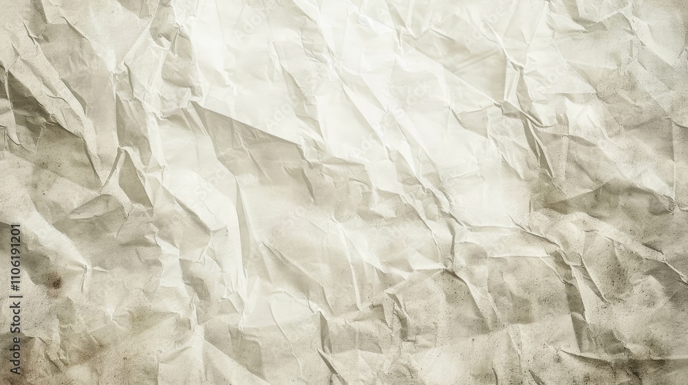 Fototapeta premium Aged White Paper Texture, Old Newspaper Background, Grungy Poster Design with Copy Space, Light Vintage Pattern