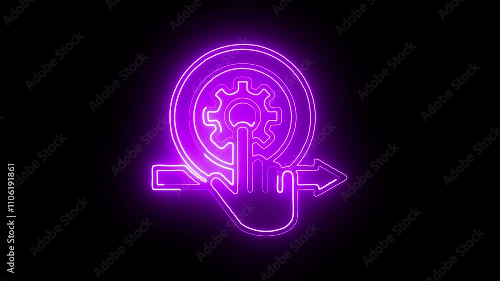 glowing neon simplicity icon isolated on black background. HD video motion graphic animation glowing neon simplicity icon isolated on black background. HD video motion graphic animation