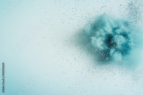 Colorful explosion of powder creating an abstract cloud against a pale backgr...