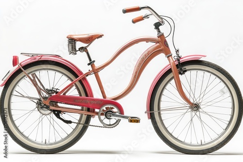 Pink Beach Cruiser Bicycle with White Wall Tires photo