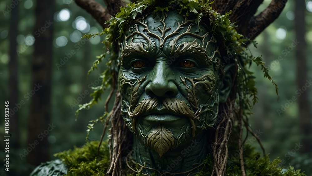 Green Man forest guardian as a symbol in paganism. Green Man forest guardian as a symbol in paganism.