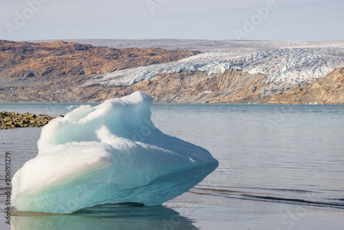 View of Qalerallit fjord and glacier in the south of Greenland