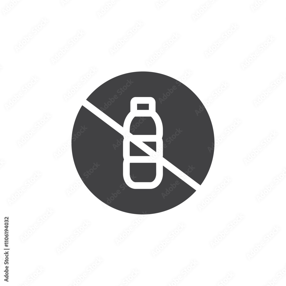 Plastic bottle forbidden icon simple vector symbol Plastic bottle forbidden icon simple vector symbol