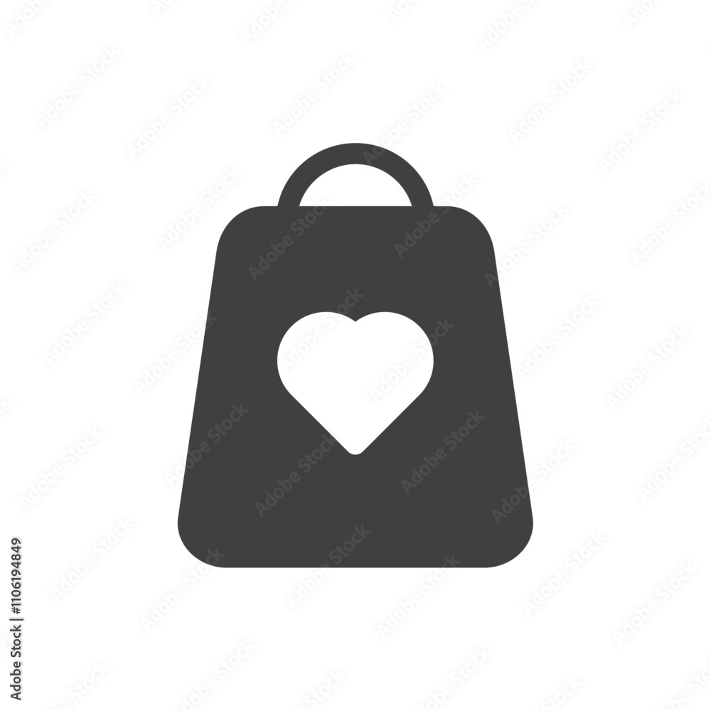 Shopping bag with heart icon simple vector symbol Shopping bag with heart icon simple vector symbol