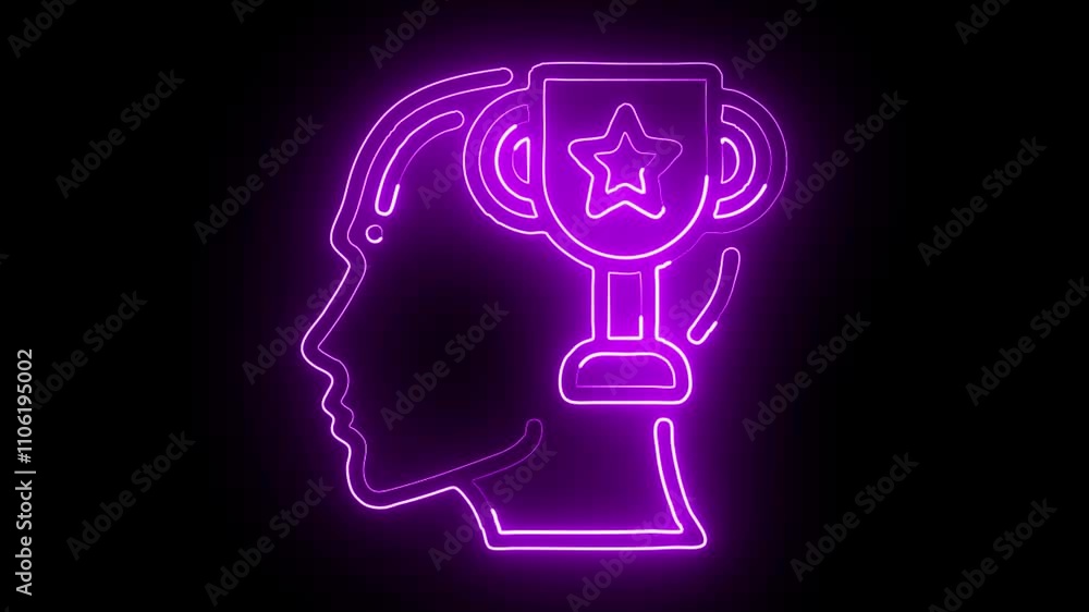 glowing neon triumph icon isolated on black background. HD video motion graphic animation glowing neon triumph icon isolated on black background. HD video motion graphic animation