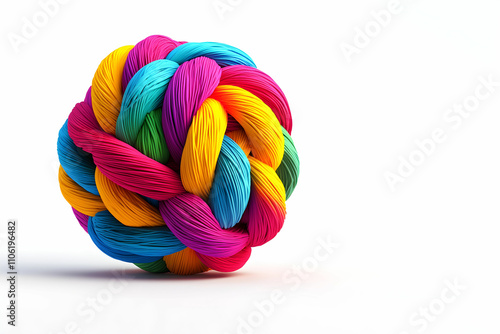 Wallpaper Mural Vibrant Colorful Rope Knot on White Background with Bright Rainbow Stripes Displaying a Playful and Creative Artistic Arrangement in a Studio Setting Torontodigital.ca