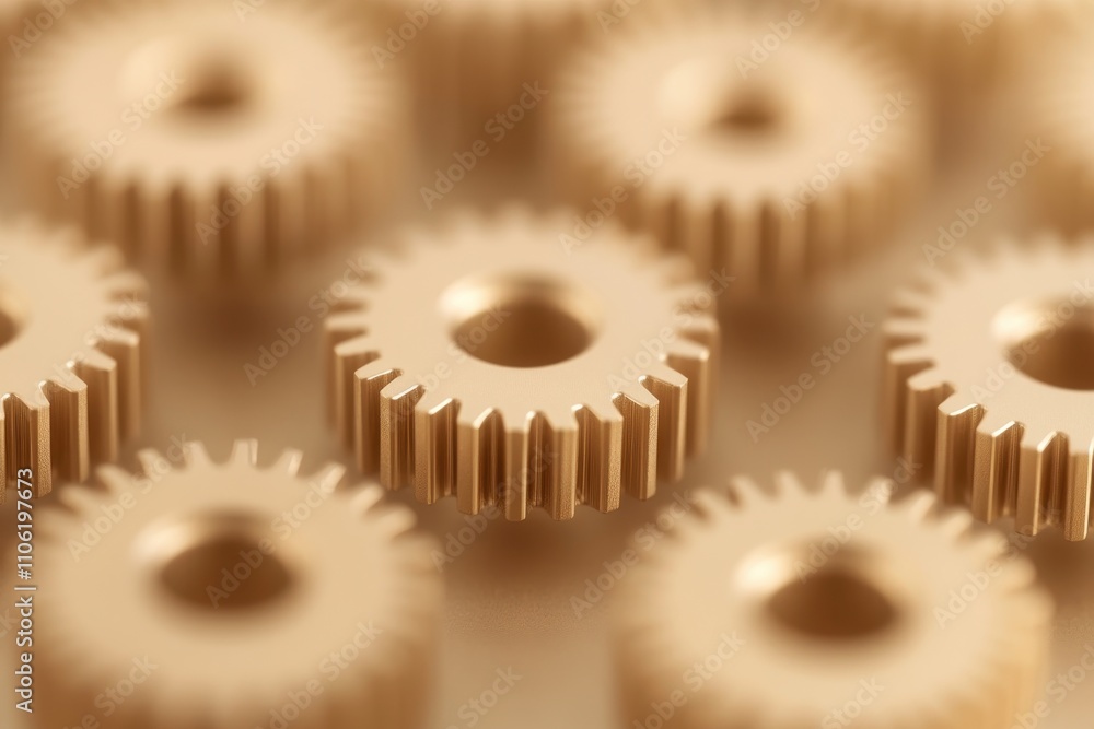 Close-Up Focused Shot of Gear Assembly in Sepia Tones Close-Up Focused Shot of Gear Assembly in Sepia Tones