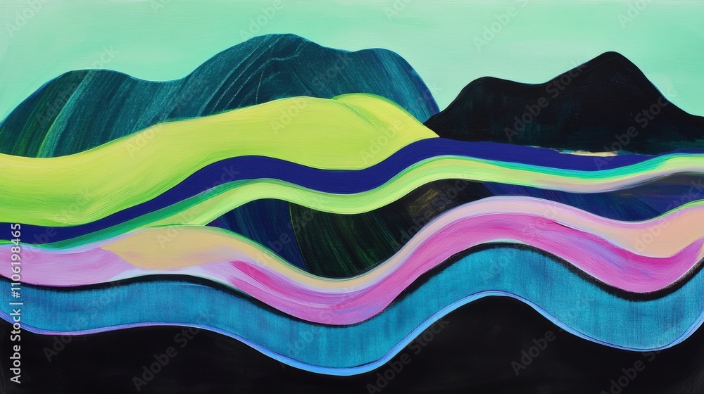 Neon waves of green, magenta, and sapphire ripple gently across a twilight backdrop, blending into a cosmic gradient of blues and blacks, evoking serene auroras in motion. Neon waves of green, magenta, and sapphire ripple gently across a twilight backdrop, blending into a cosmic gradient of blues and blacks, evoking serene auroras in motion.