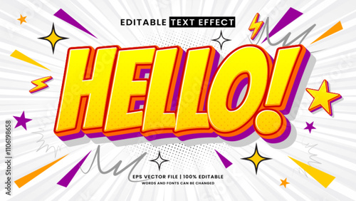 Hello comic editable text effect template