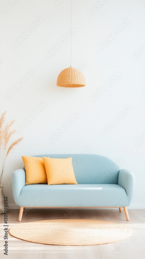 Warm and Inviting Living Room with Wooden Floor and Bright Sofa Warm and Inviting Living Room with Wooden Floor and Bright Sofa