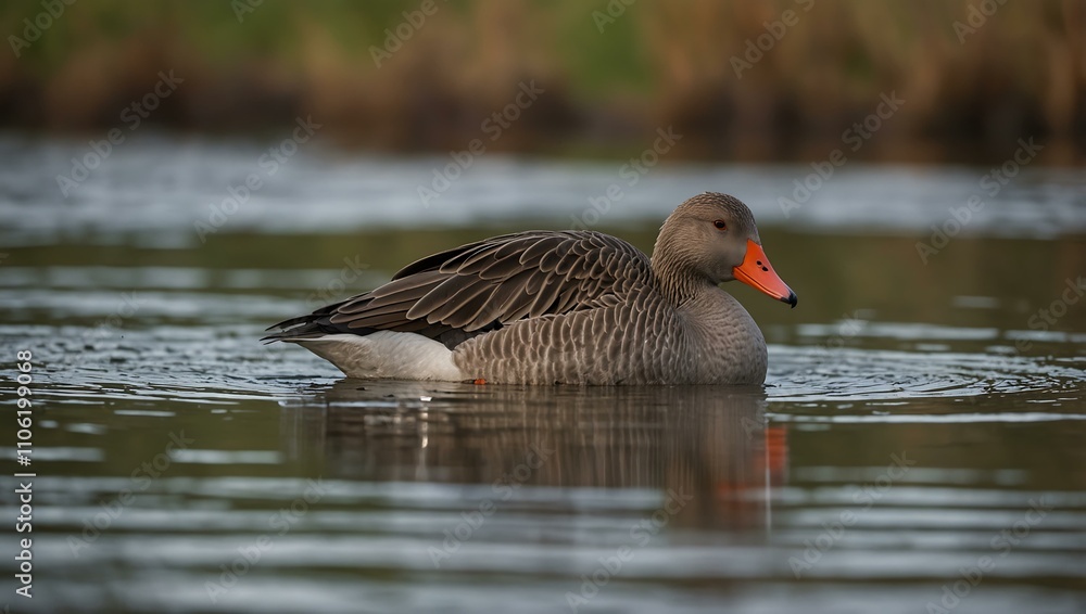 Greylag goose in a natural setting. Greylag goose in a natural setting.