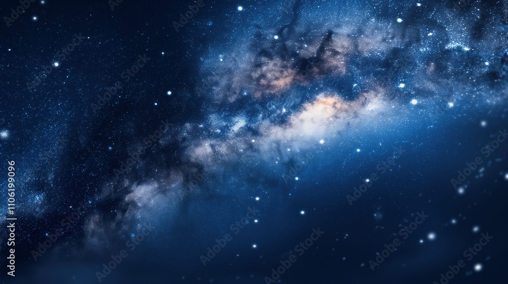 Fototapeta premium Abstract nebula cloud with stars in dark sky image. Stunning gas formation in outer space photography scene wallpaper. Modern research of cosmos concept photorealistic photo