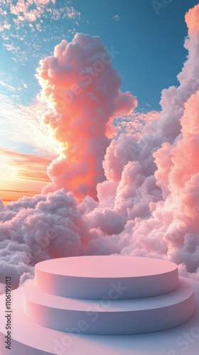Stunning pastel clouds and serene sky at sunset create a dreamlike atmosphere