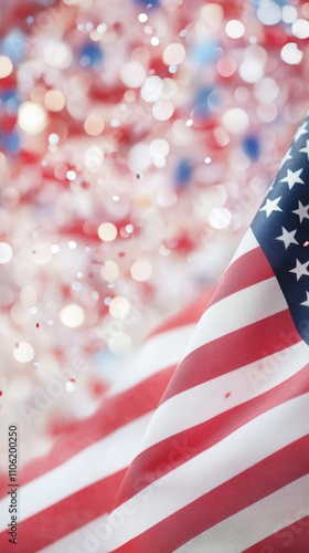 Colorful backdrop with American flag celebrating national pride and unity dur...