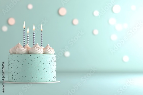 Cake with candles in soft lighting for a celebration or special occasion