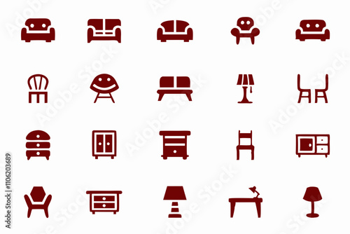 furniture Icon Pack  Vector art illustration