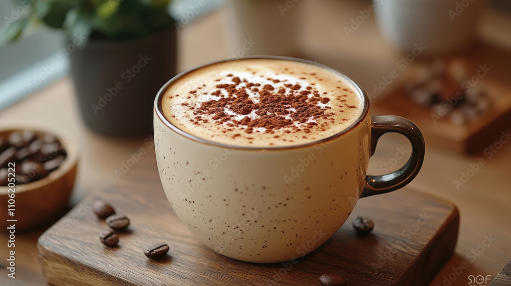 Creamy Cappuccino in a Rustic Mug Creamy Cappuccino in a Rustic Mug