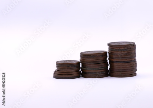 stack of coins isolated