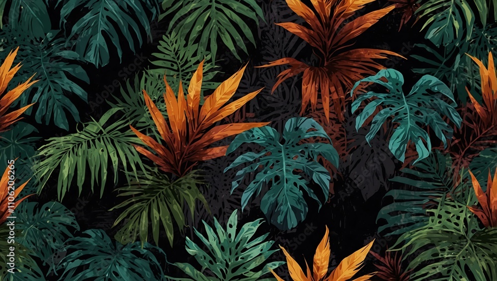 Grunge tropical leaves, palm, and fabric print. Grunge tropical leaves, palm, and fabric print.