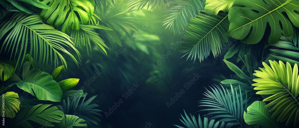 Lush green foliage creating a serene, natural environment. Lush green foliage creating a serene, natural environment.