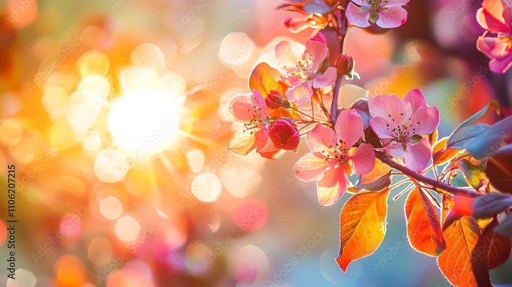 Spring flowers in sunlight with vibrant bokeh background Spring flowers in sunlight with vibrant bokeh background