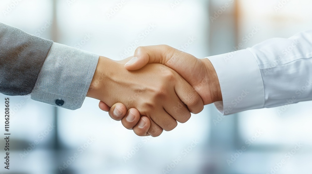 Two people shaking hands with a businessperson in a bright modern room professional and formal atmosphere daily light Two people shaking hands with a businessperson in a bright modern room professional and formal atmosphere daily light