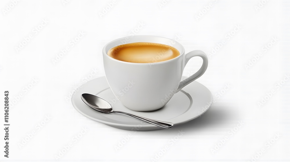 Espresso cup with metal spoon isolated on transparent background Espresso cup with metal spoon isolated on transparent background