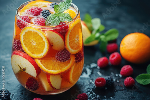 Refreshing Fruit-Infused Water with Raspberries, Oranges, and Apples